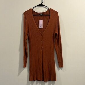 Ribbed Rust Cardigan